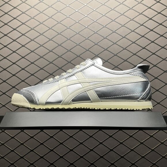 Onitsuka Tiger by Asics Shoes - Mexico 66 Silver Leather Sneakers Onitsuka Tiger